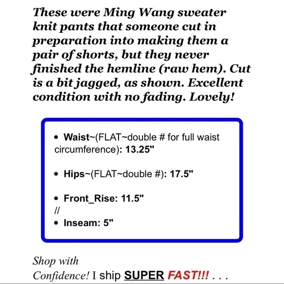 Ming Wang Womens Sz PS Petite S Black Acrylic Sweater Knit Shorts Elastic Waist - Picture 2 of 7